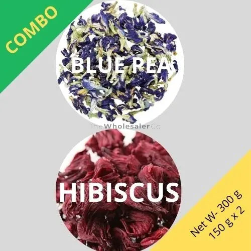 Butterfly Blue Pea & Hibiscus - Clitoria Ternatea & Hibiscus sabdariffa - Dried Flower Combo | TheWholesalerCo |