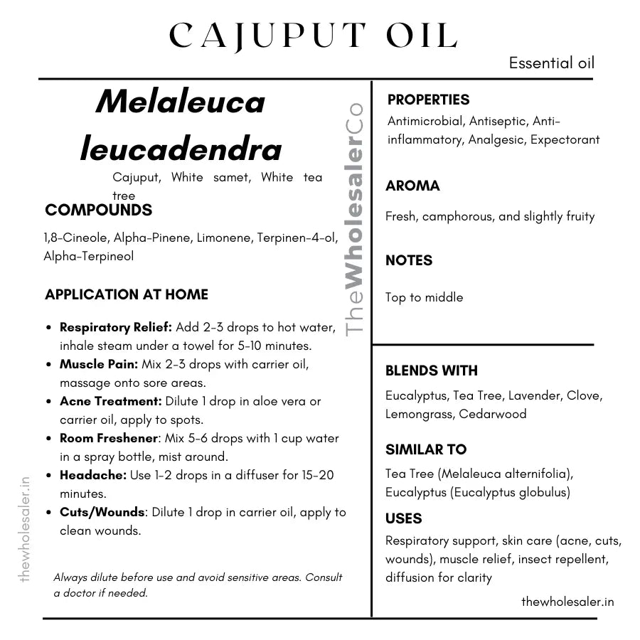 Cajuput Oil - Melaleuca leucadendra Product vendor