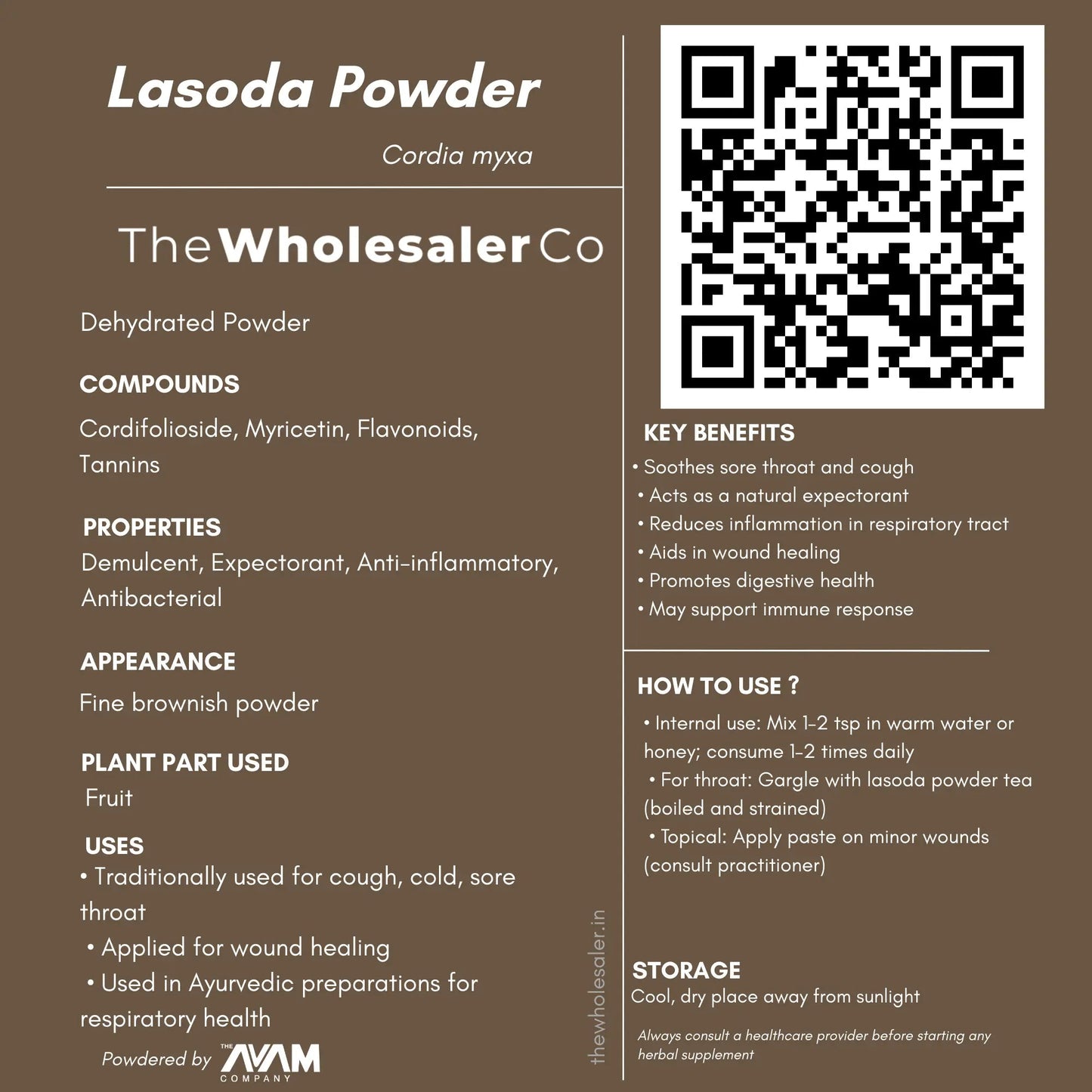 Lasoda Powder - Cordia myxa Bulk Supplier@TheWholesaleCo Prices