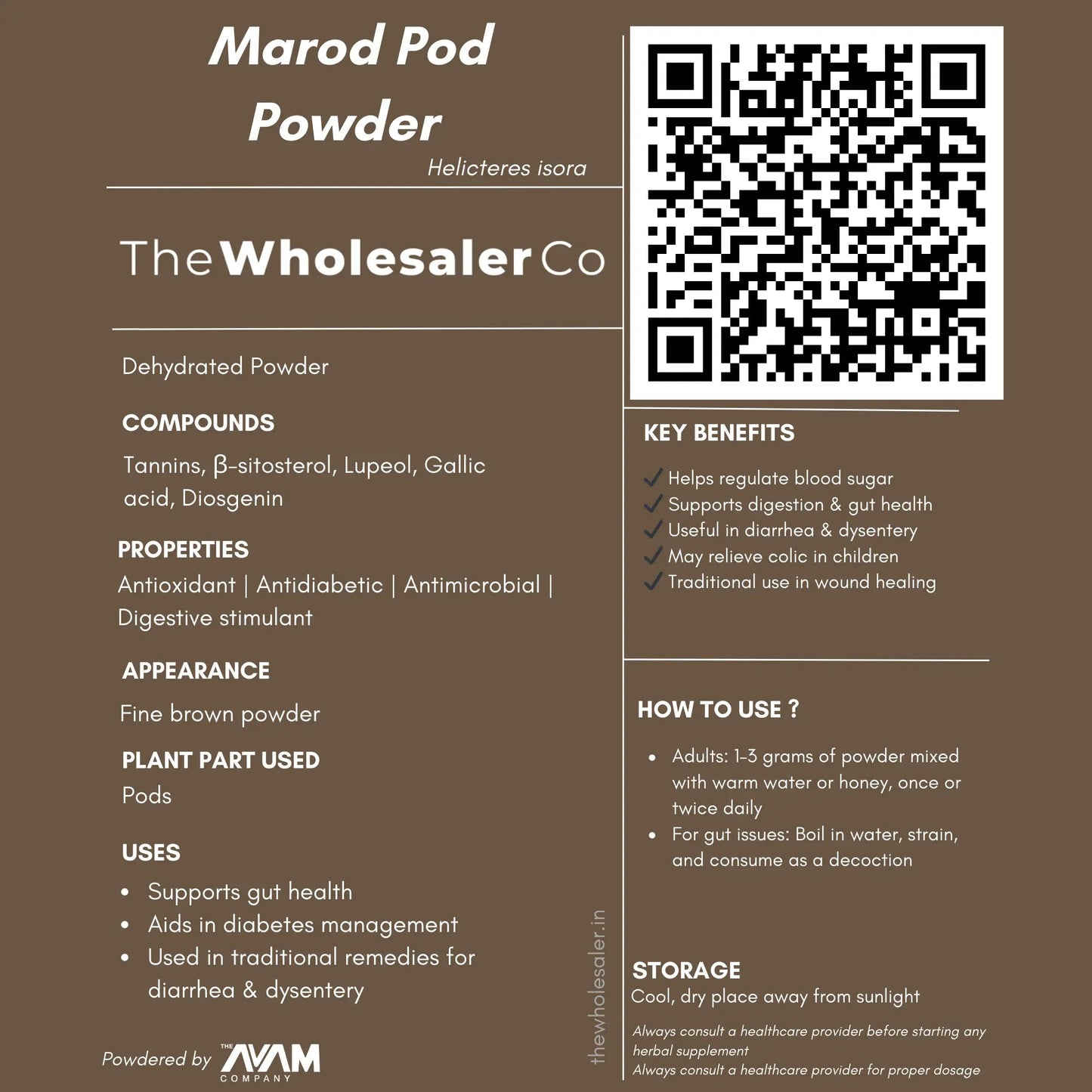 Marod Phali Powder - Helicteres isora Bulk Supplier@TheWholesaleCo Prices