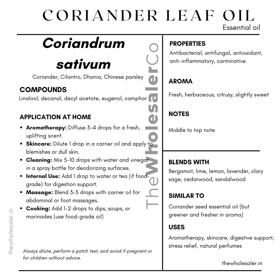 Coriander Leaf Oil - Coriandrum sativum Product vendor