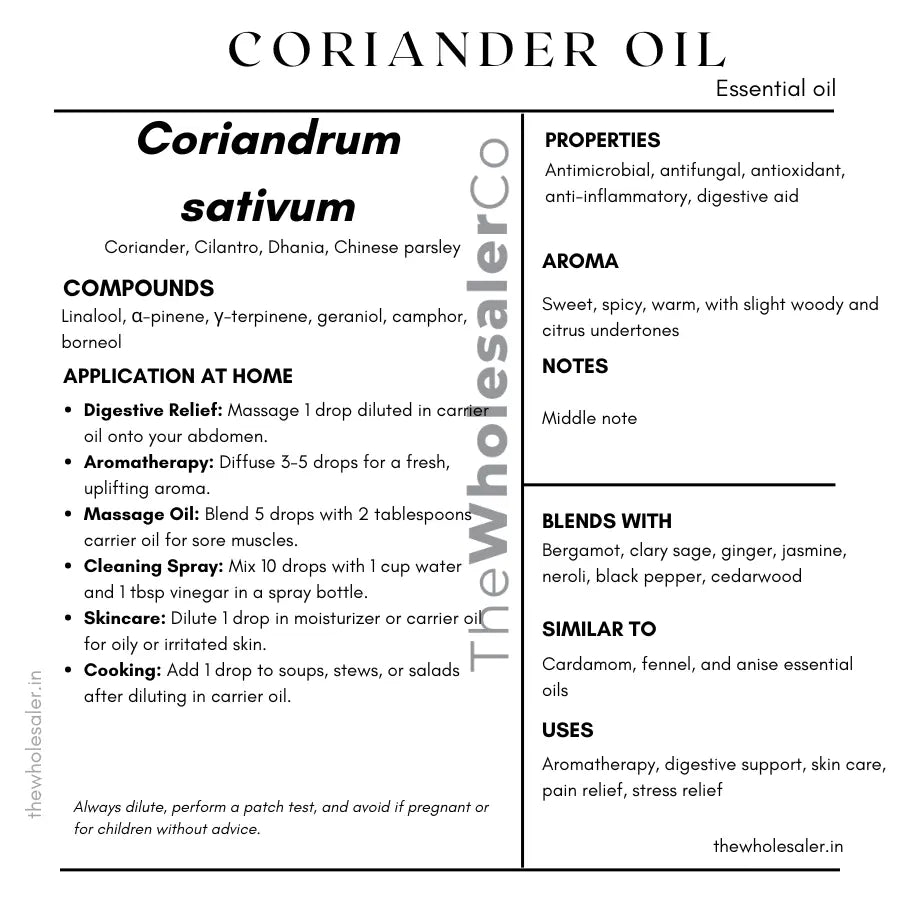 Coriander Oil - Coriandrum sativum Product vendor