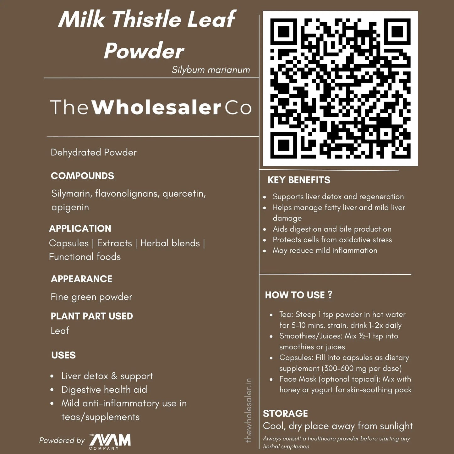Milk Thistle Leaf Powder - Silybum marianum Bulk Supplier@TheWholesaleCo Prices